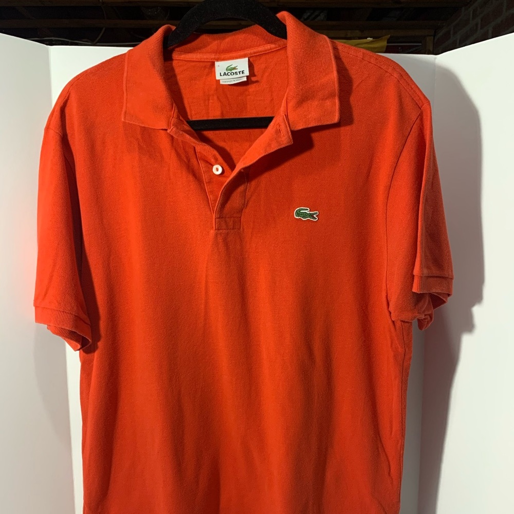 Lacoste Men's SS Polo Shirt Size 5= Large Orange
